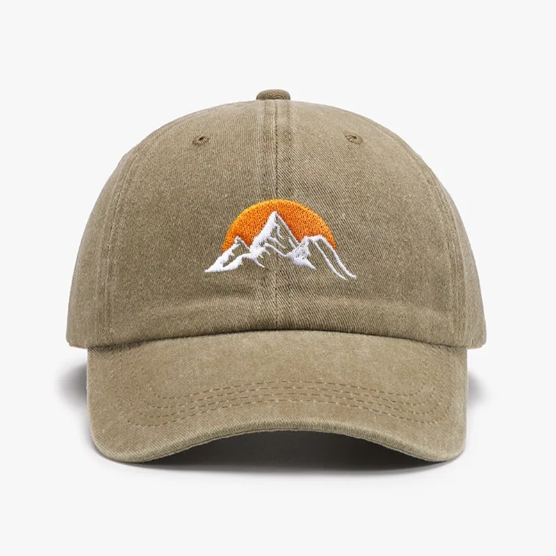 1pc unisex geborduurde zonsondergang honkbalhoed, effen kleur verstelbaar buiten casual sport zachte trucker hoed, geschikt voor dagelijks gebruik