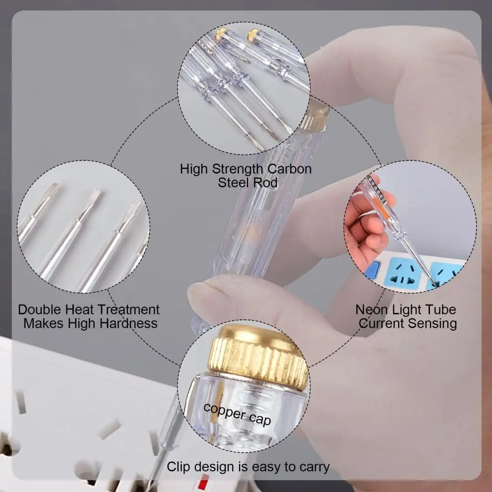 New AC/DC 100-500V Test Screwdriver Clear Handheld Voltage Detector Pen Screwdriver Neon Tube