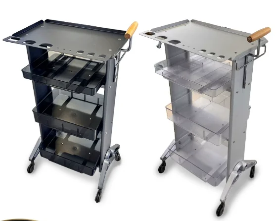 

Barber Shop Light Luxury Movable Stainless Steel Commercial Salon Trolley Hair Salon Special Haircut Storage Cart