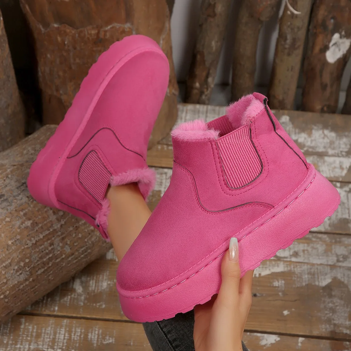 Botas UltraChunkyPlatformStyleXL Botas isoladas extra largas Botas de lã ultra pelúcia Calçado de couro resistente à água