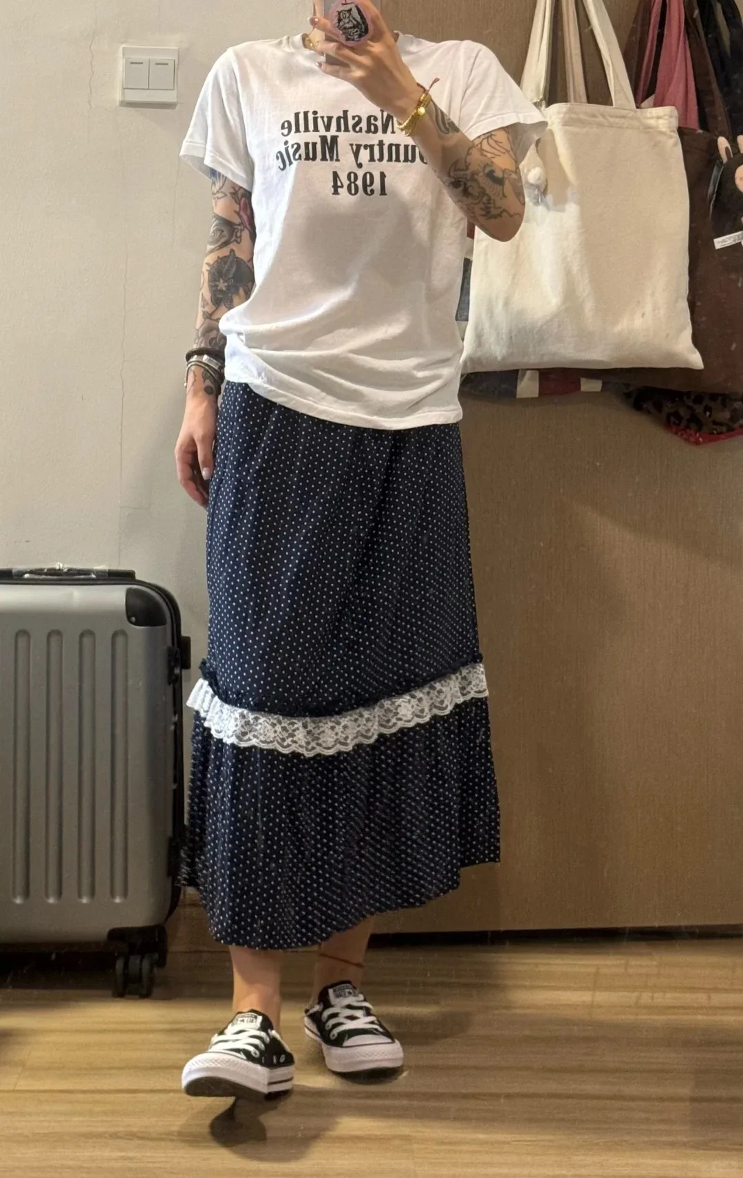 

Темно-синяя длинная юбка трапециевидной формы в горошек Faldas, женская летняя кружевная юбка-миди с оборками в стиле пэчворк, женская милая повседневная юбка в консервативном стиле, одежда