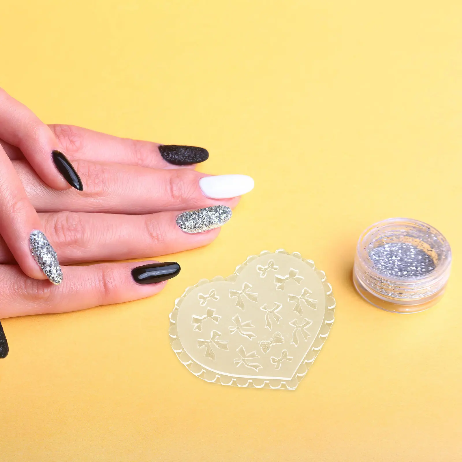 2Pcs 3D Bowknot Nail Art Silicone Mold Transparent Mini Bow Nails Mold Reusable Manicure Supplies Nail Art Decoration Home Salon