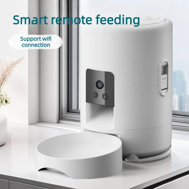 Dispensador automático de comida para perros y gatos con cámara, WiFi