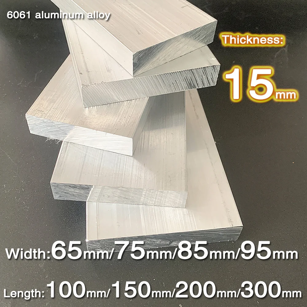 6061 Aluminum Alloy Sheet - 15mm Thickness Customizable Width (65-95mm) And Length (100-300mm) for Industrial Use