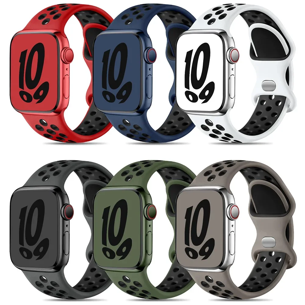 Silikonowe paski sportowe do Apple Watch Band 45mm 44mm Ultra2 49mm 38/40mm 41mm 42mm bransoletka iWatch serii 8 7 6 4 5 3 9 SE — 2