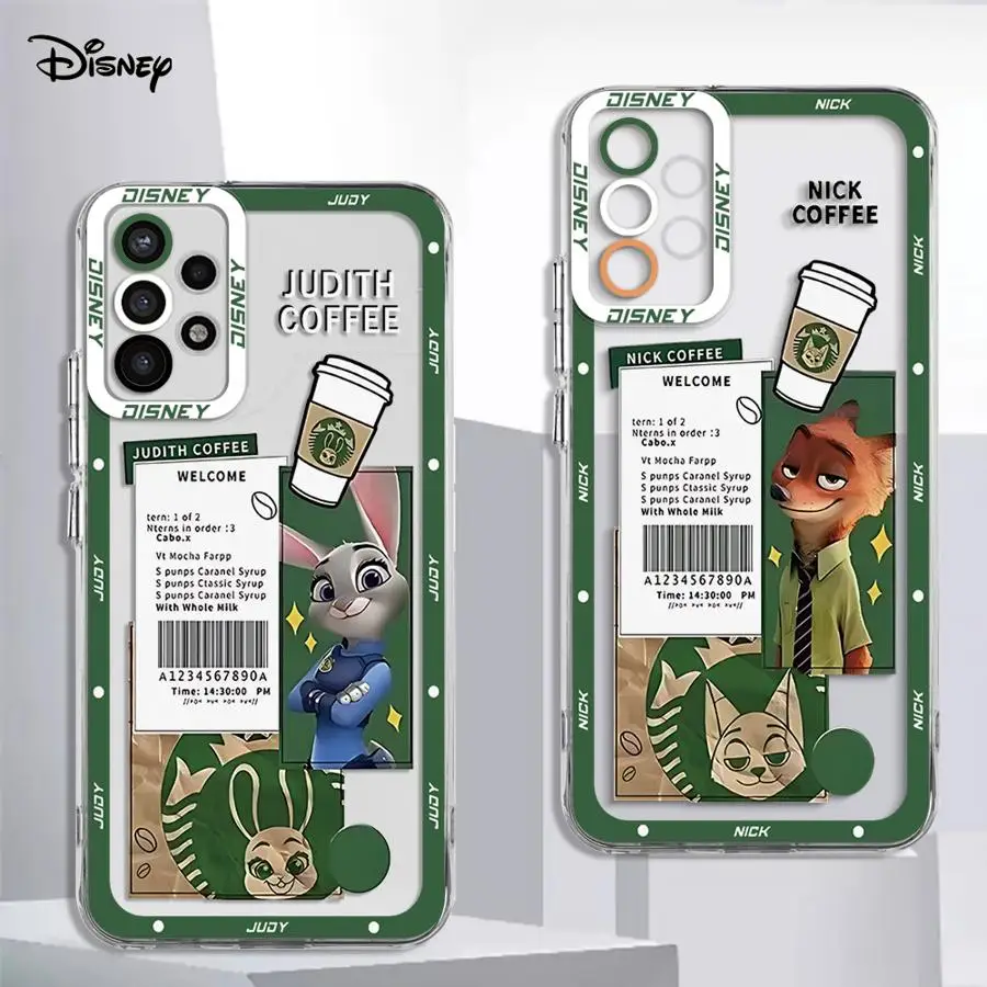 Fashion Disney Zootopia Cover Case for Samsung Galaxy A35 A55A53 A54 A73 A34 A33 A25 A24 A13 A14 A15 Clear Soft Shell