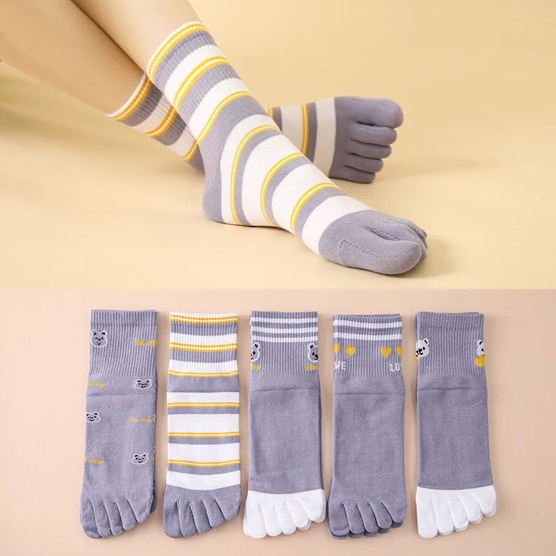 

Five-finger Socks Women Cotton Socks Antibacterial Breathable Cartoon Yoga Socks Set