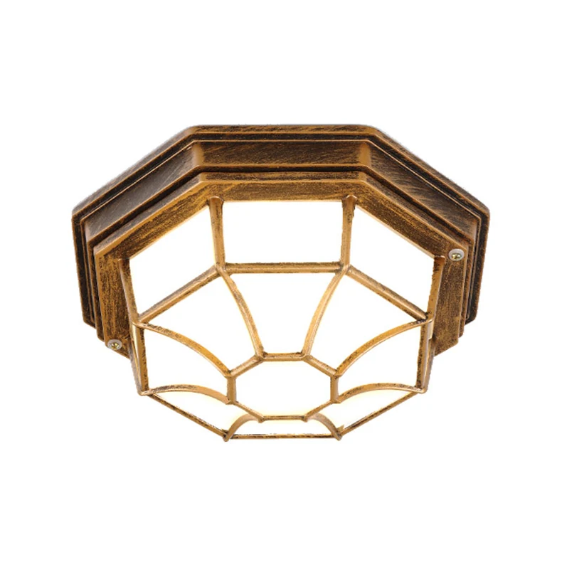 Rustic Frosted Glass Shade Outdoor Ceiling Lights Yard Balcony Garden Flush Ceiling Lamp Europe Style Exterior IP65