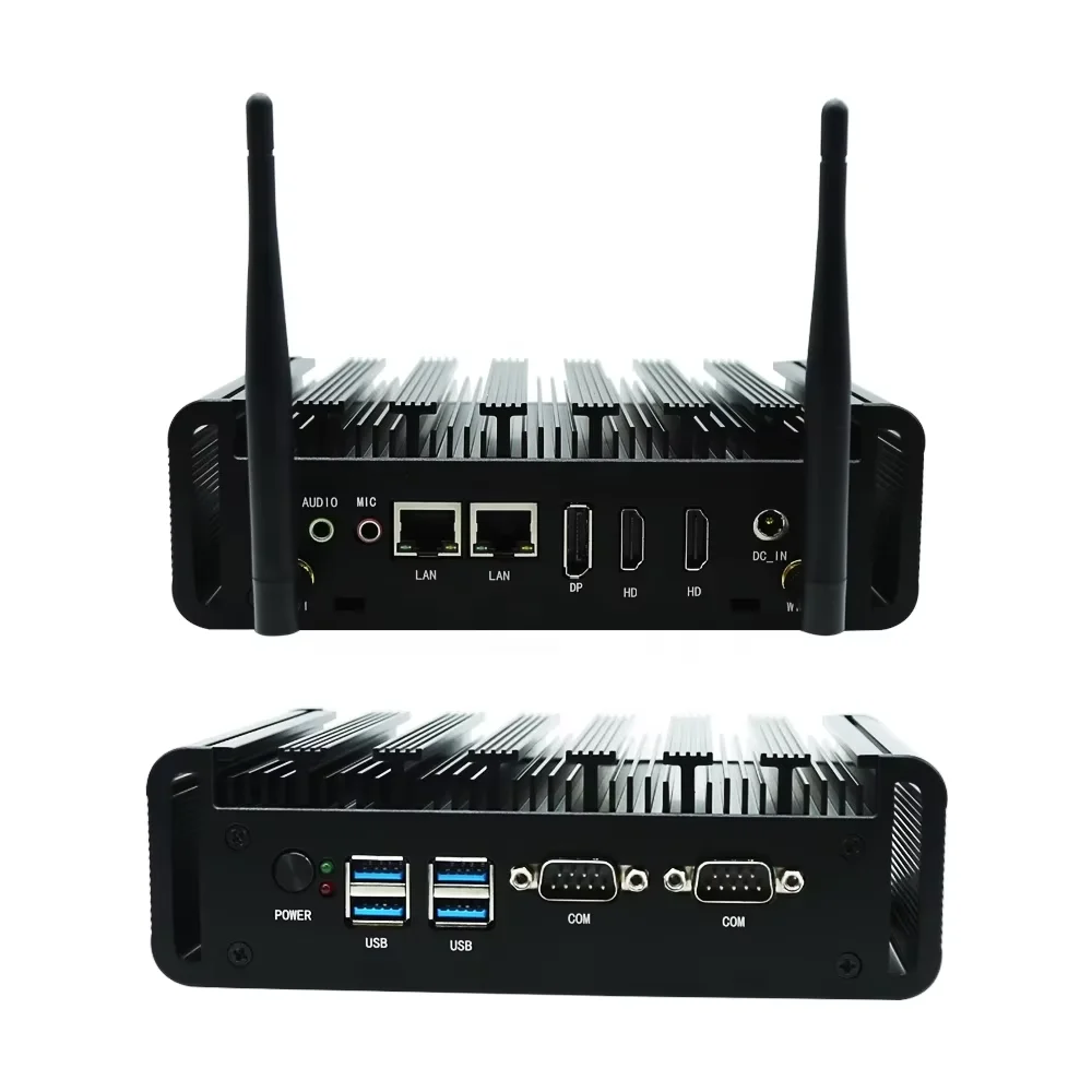 Intel N100 N150 Business Office Mini PC 2xHD DP Dual Lan Supporta Windows 11 IoT J6412 Computer industriale senza ventola 2xRs232 COM
