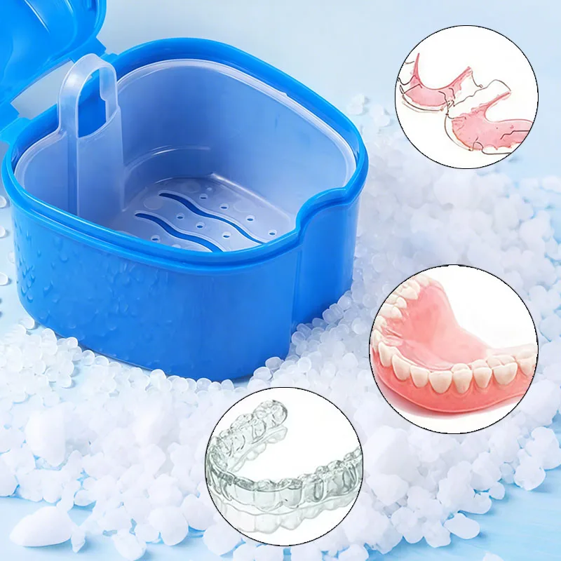 Denture Soaking and Storage Case with Filter and Retainer Holder Portable Denture Case Apple-Shaped Orthodontic Appliance Case
