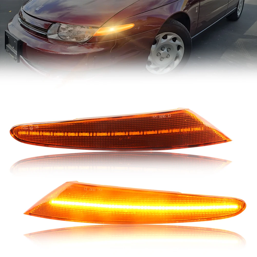 2Pcs For 2000 2001 2002 Saturn L Series Front Corner Light  Turn Signal Light Parking Light Fender Light Side Marker Light W/LED