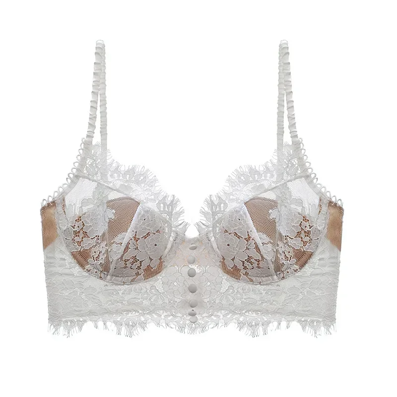 

Сексуальное женское белье, французское женское нижнее белье, ультратонкое кружевное бюстгальтер без косточек с цветочной вышивкой, бюстгальтер пуш-ап, женское нижнее белье