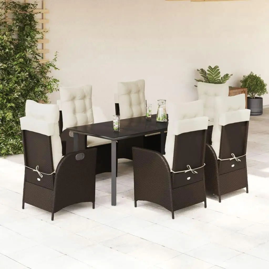 

Brown Black Cream White Garden Dining Set Outdoor Furniture Stylish Modern Design