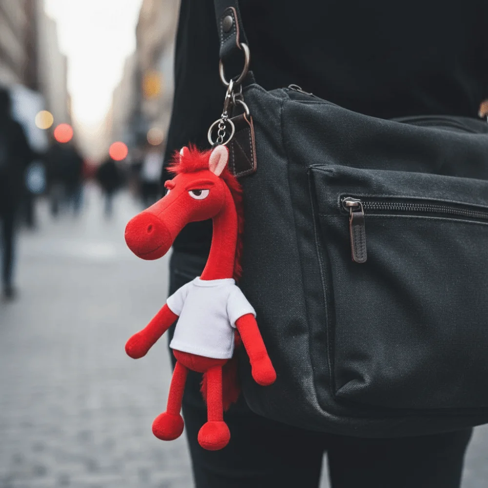 Creativo peluche cavallo scuro portachiavi carino mascotte bambole simulazione cavallo bambola stile cinese morbido zodiaco pony figurine regalo di compleanno