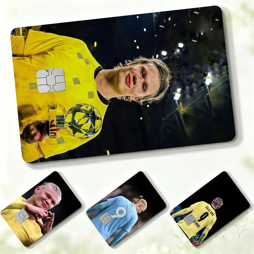 Football player superstar E-Erling Haaland  Credit Card HD Stickers Small Chip Waterproof Sticker Game Card Decal Gift