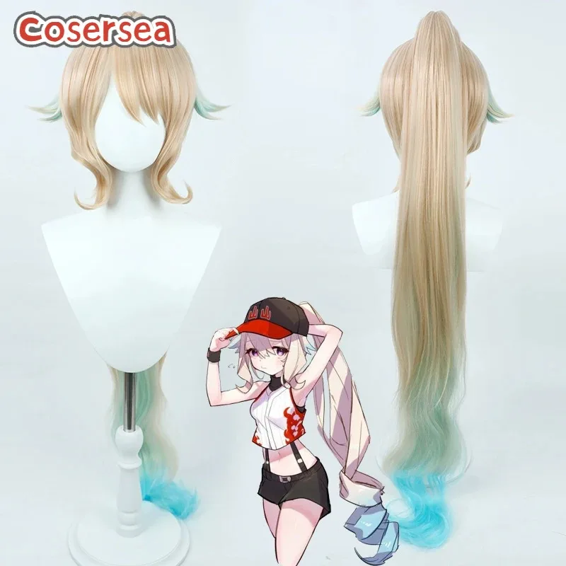 Cosersea Enna Alouette pelucas de Cosplay Virtual YouTuber Enna Alouette 130cm peluca de cola de caballo de colores mezclados pelo sintético resistente al calor
