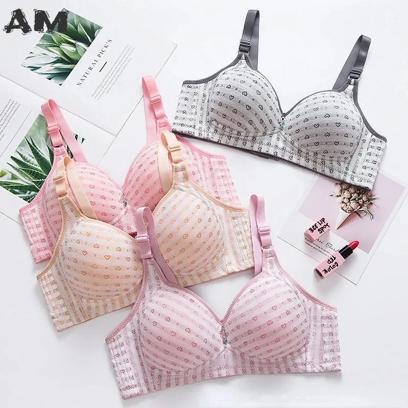 

Push Up Bras for Women Plus Size Underwear Bra Woman Wireless Bralette Ladies Large Push Bra Love Heart Printed Bras