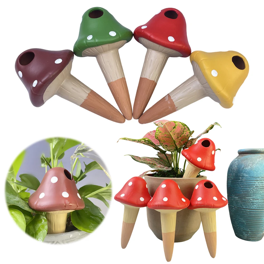 

4 шт. глобус для полива растений в форме гриба, самополивающийся вставка для кашпо, медленный выпуск, самополивающийся глобус для комнатных и наружных растений