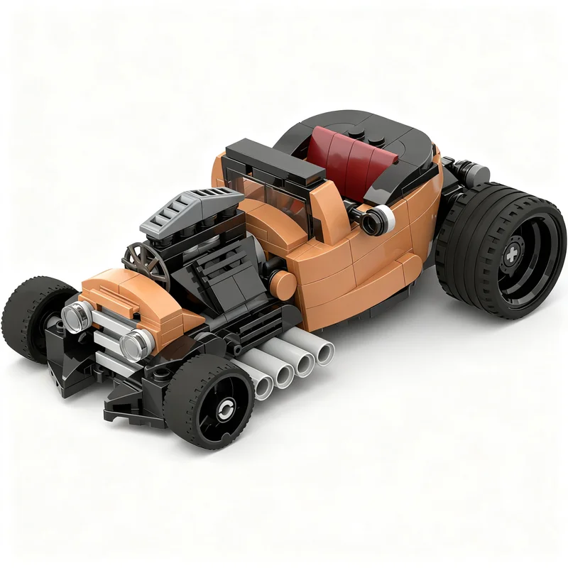 281pcs MOC city Champions 1920s Roadster Peach Bucket Model Christmas Gift Creative DIY Assembly Kit And Display