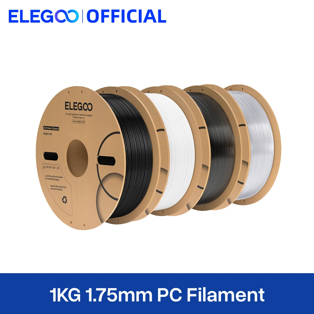 ELEGOO 1.75mm PC Filament 10KG,Impact Resistance, Creep Resistant for Superior Dimensional Stability,Fits for Most 3D Printer