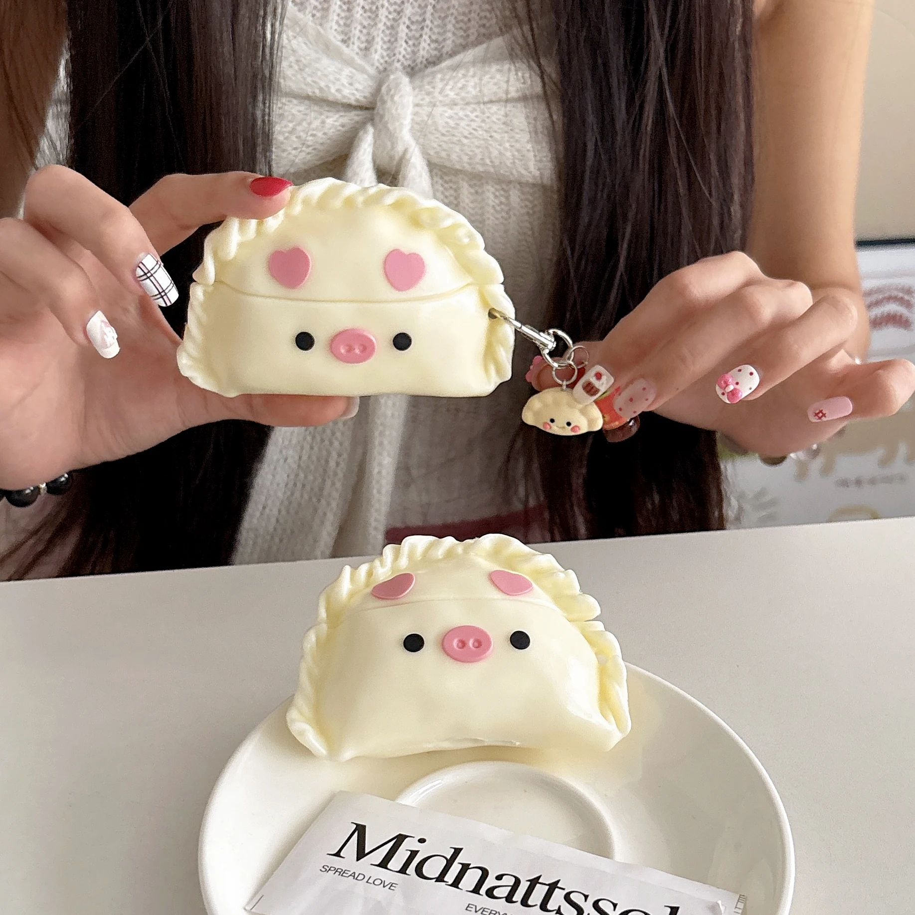 

Милый чехол для наушников с пельменями в виде поросенка для Apple AirPods 4, 1, 2, 3 Pro 2, 3D мультяшная беспроводная Bluetooth-гарнитура, защитный чехол