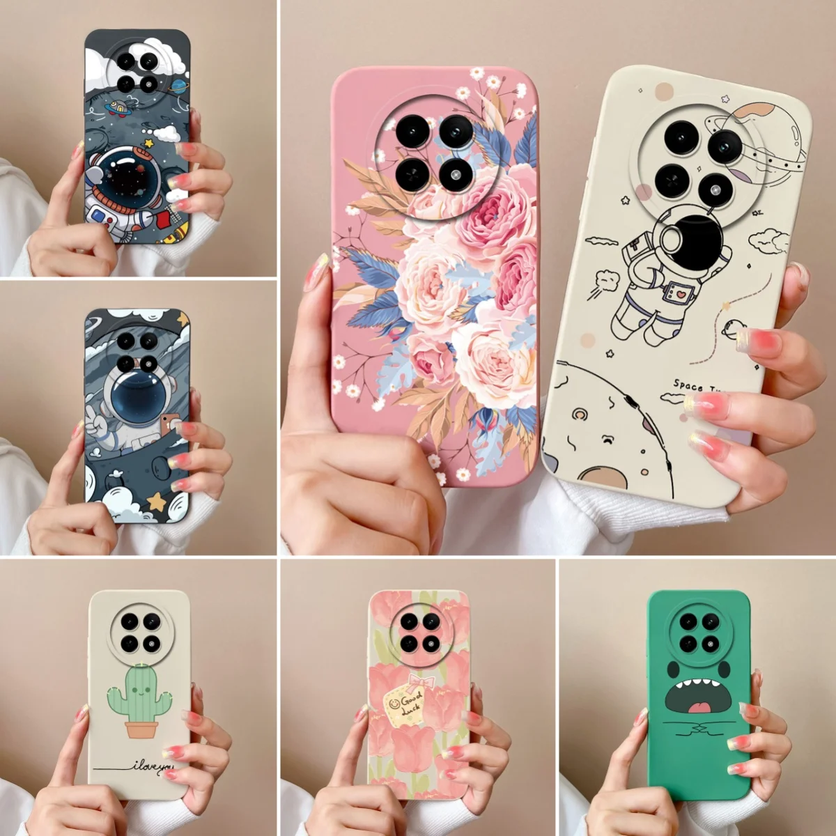 Case For OPPO Realme 12 12X 5G Flower Soft Liquid Silicone Camera Lens Premium Protection Back Covers For Realme12 X Funda Coque