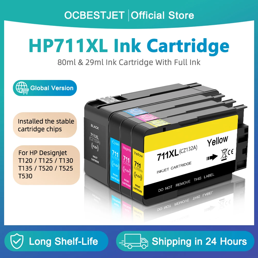 

Compatible Ink Cartridge For HP 711 711XL For HP711 For HP DesignJet T120 T125 T130 T135 T520 T525 T530 Inkjet Printer