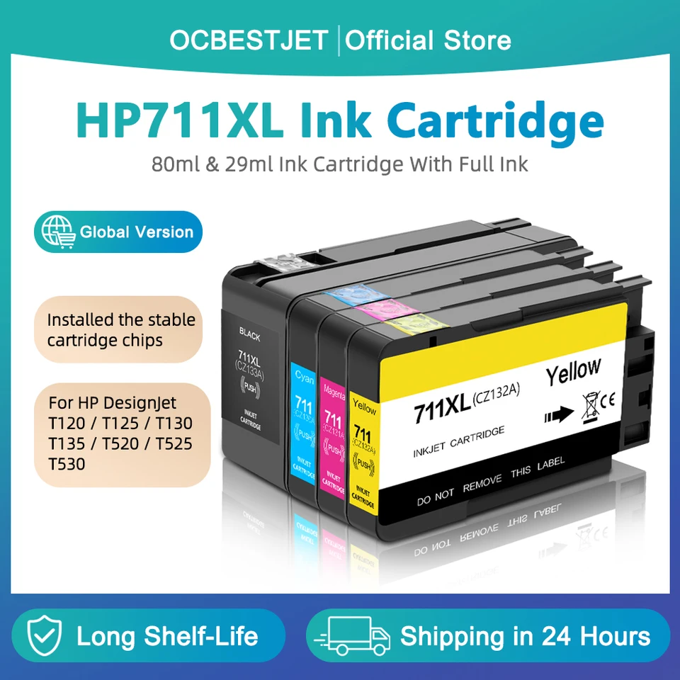 HP 711 711XL、HP711、HP DesignJet T120 T125 T130 T135 T520 T525