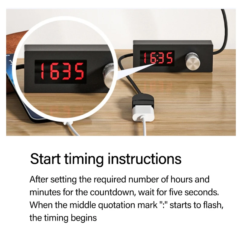 Lightweight USB Timer Switching Cord Wire for Scheduled Power Off Ranging From 5 Minutes to 24 Hours 55 Minutes Black