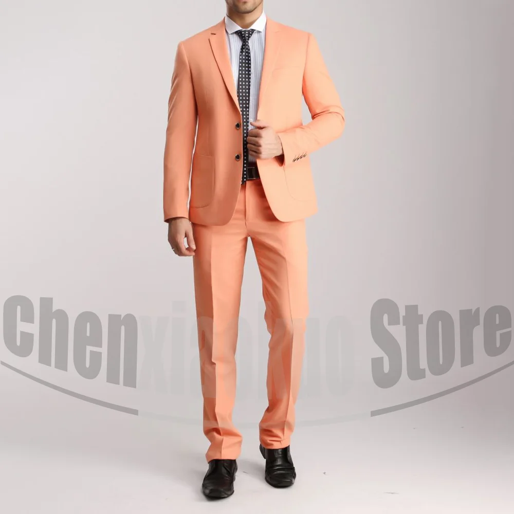 

Chic Notch Lapel Men Suits 2 Pieces Solid Color Single Breasted Outfits Fashion Wedding Party Business Casual Male Suit 2025