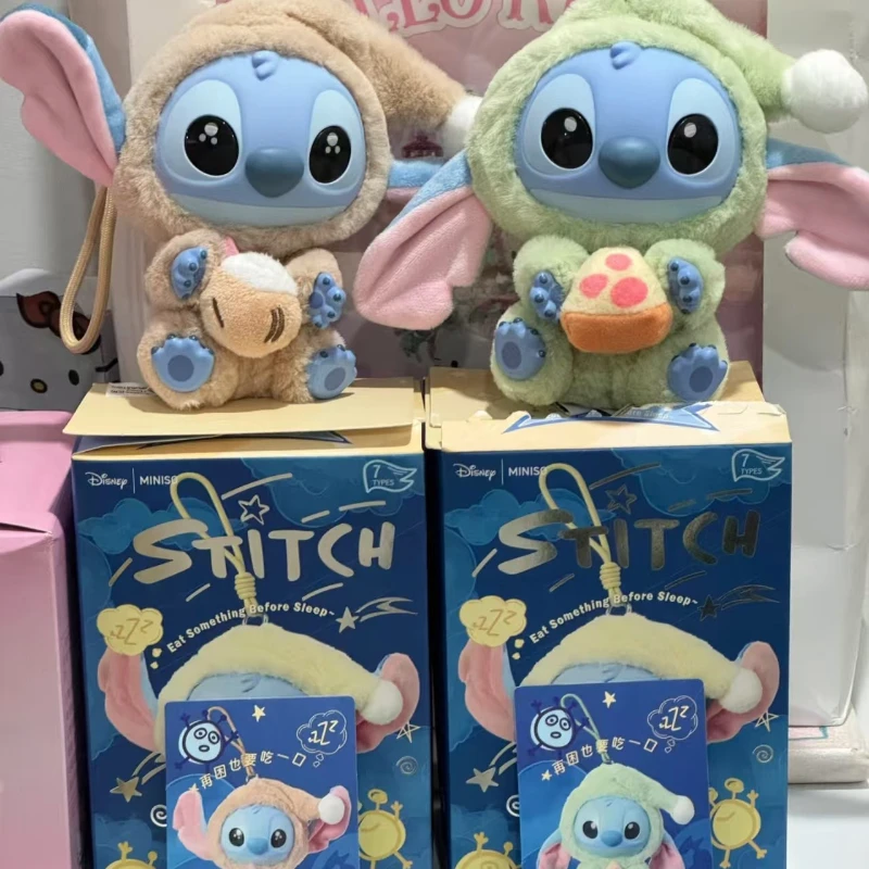MINISO Stitch Take A Bite เมื่อคุณ Sleepy ชุดกล่องตาบอด Tabletop เครื่องประดับตุ๊กตาอะนิเมะ Surprise กล่องวันหยุดของขวัญของเล่น