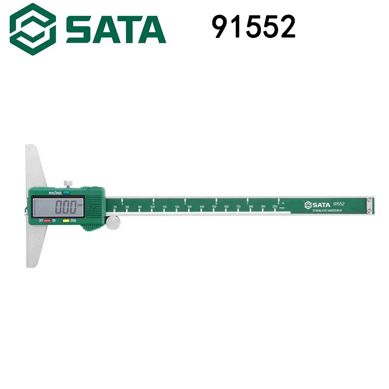 Sata 91552 Digital Depth Gauge High-Precision Electronic Digital Display Measuring Ruler 0-200MM