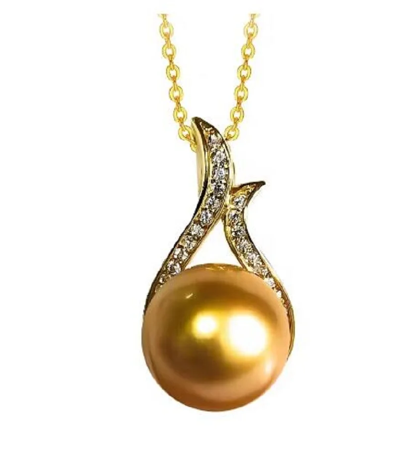 

Brand-new aaa12-13mm natural gold Nanhai pearl pendant necklace jewelry makes exquisite jewelry.