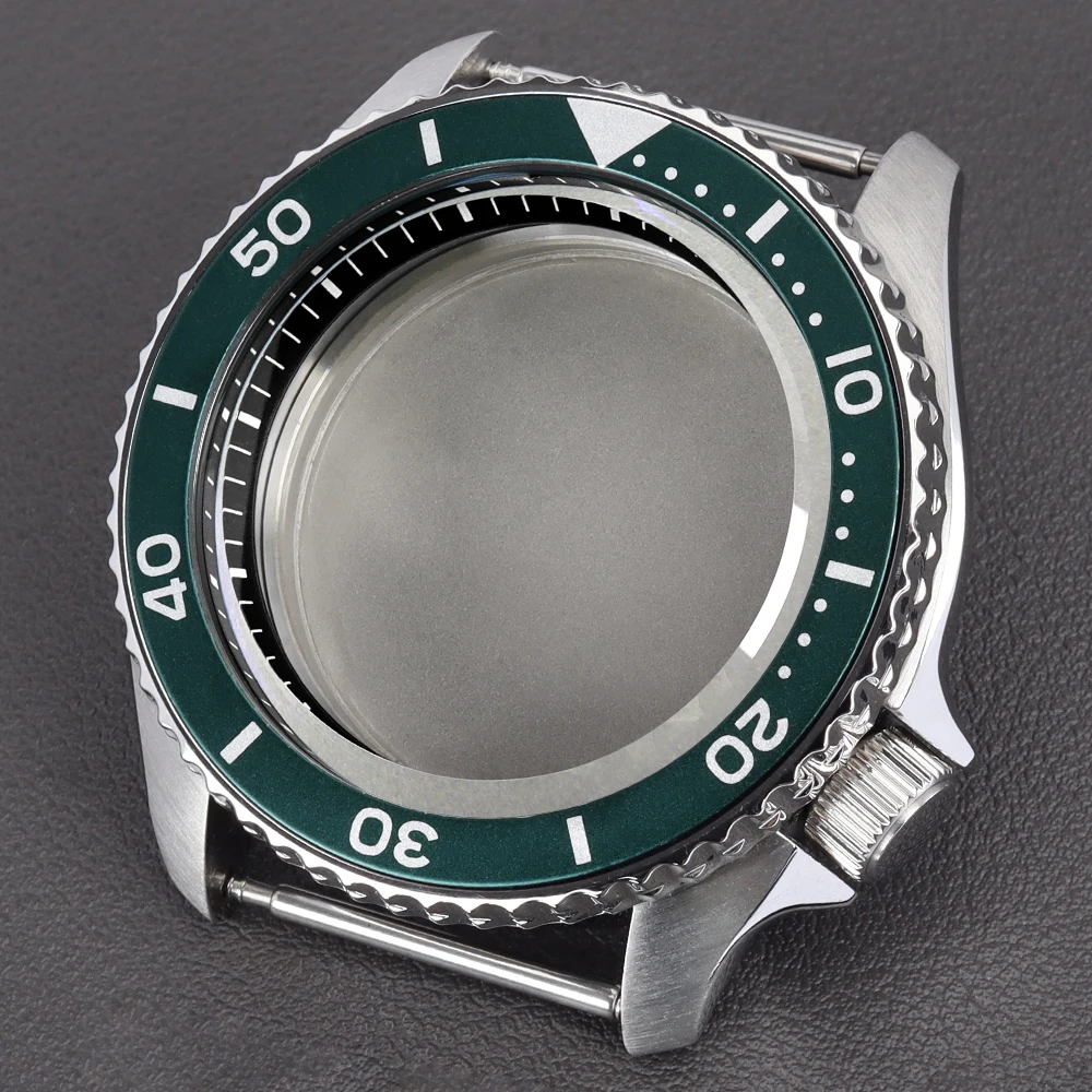 42.5mm Silver Diver Case Black Chapter Ring Sapphire For Seiko NH35 NH36 NH34 NH38 NH70 NH72 20bar at 3.8 SKX007 Watch Case Mod
