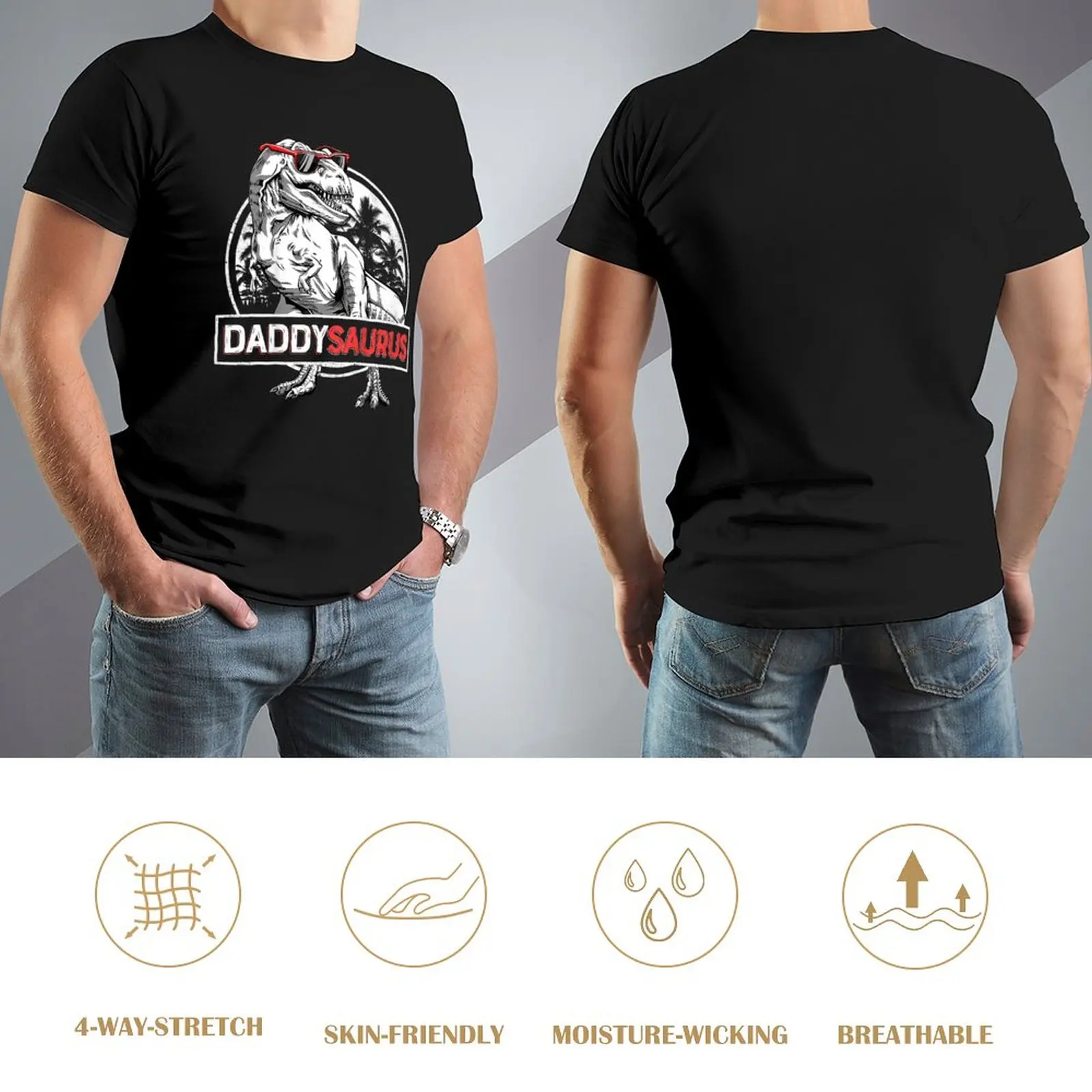 100% Cotton Daddy Saurus T rex Dinosaur Gift Father's Day Family Matching Men's Novelty T-Shirt Streetwear Casual Harajuku Tee