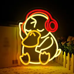 Anime Neon Sign Luzes LED, Duck Light, Presente De Aniversário, Quarto De Natal, Decoração Do Quarto, Acessórios Da Lâmpada, Navidad Decor