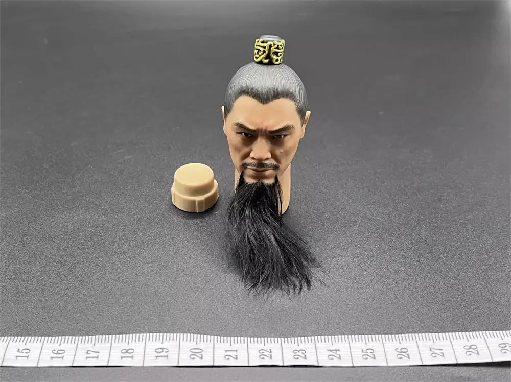 1/6 KLG-R029 Asia Old Vintage Dynasty Ming Warrior Chang Yuchun Male Head Sculpture Carving with Neck Connector Model For 12