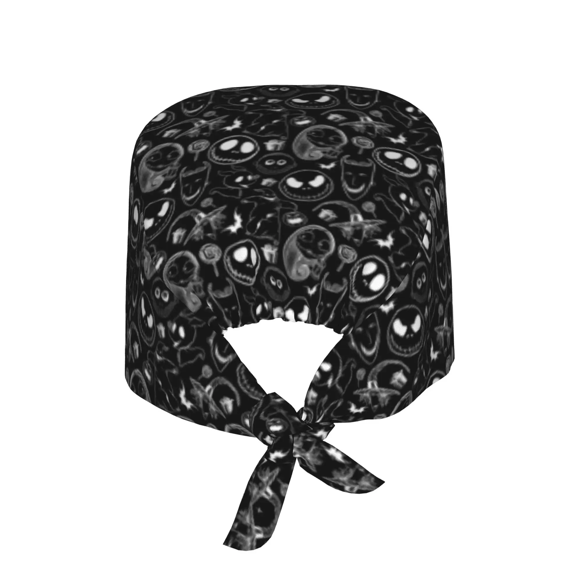 Custom Skellingtones Skull Working Cap Surgical Hats Women Men Halloween Cartoon Operating Room Cap Nursing Cap Lab Works Hat