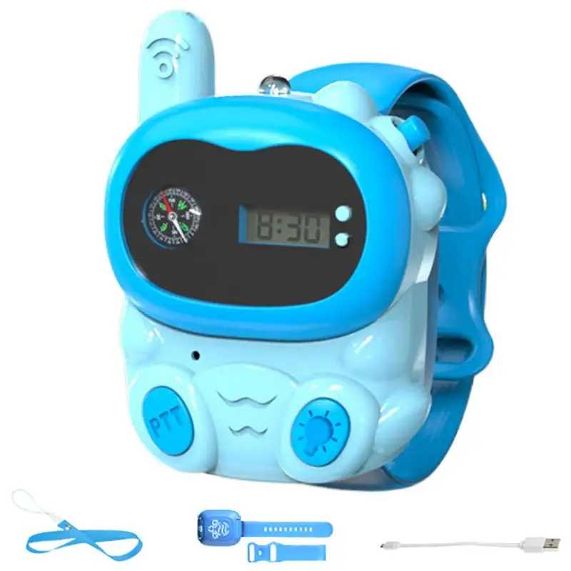 Walkie Talkies For Kids 2X Cartoon KidsWalkie Talkies With LED Lights Remote Call Phone With Clock And Compass Interactive