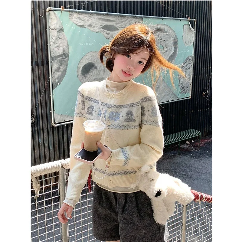 

Высококачественный вязаный свитер, кардиган, женский ранняя осень 2024, новинка, длинная свеча без шариков, круглая Ne, верхняя одежда обычной длины