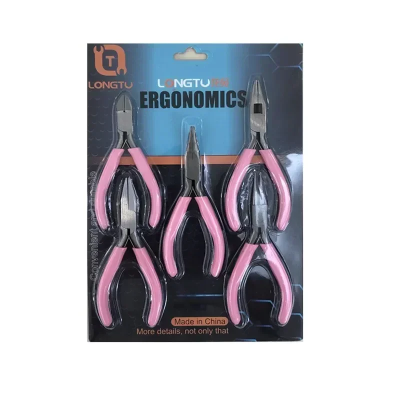 4-inch New Pink Series Pointed Hand Pliers Jewelry Pliers Mini Pliers DIY Pointed Round Nose Set