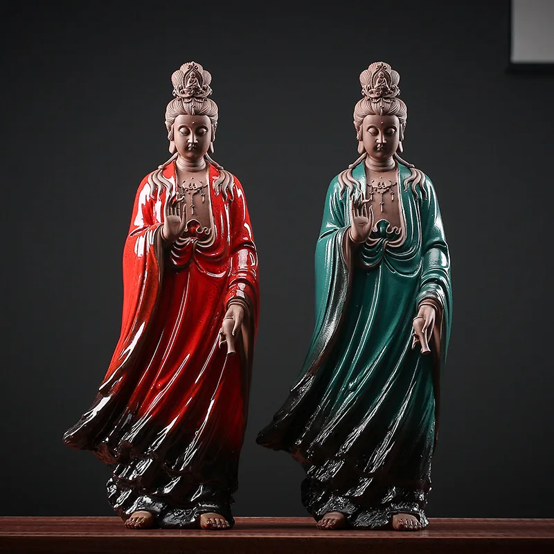 Ceramic Handicrafts Zen Guanyin Bodhisattva/Buddha Statue Decoration Home Antique Shelf Lucky Feng Shui Home Furnishings