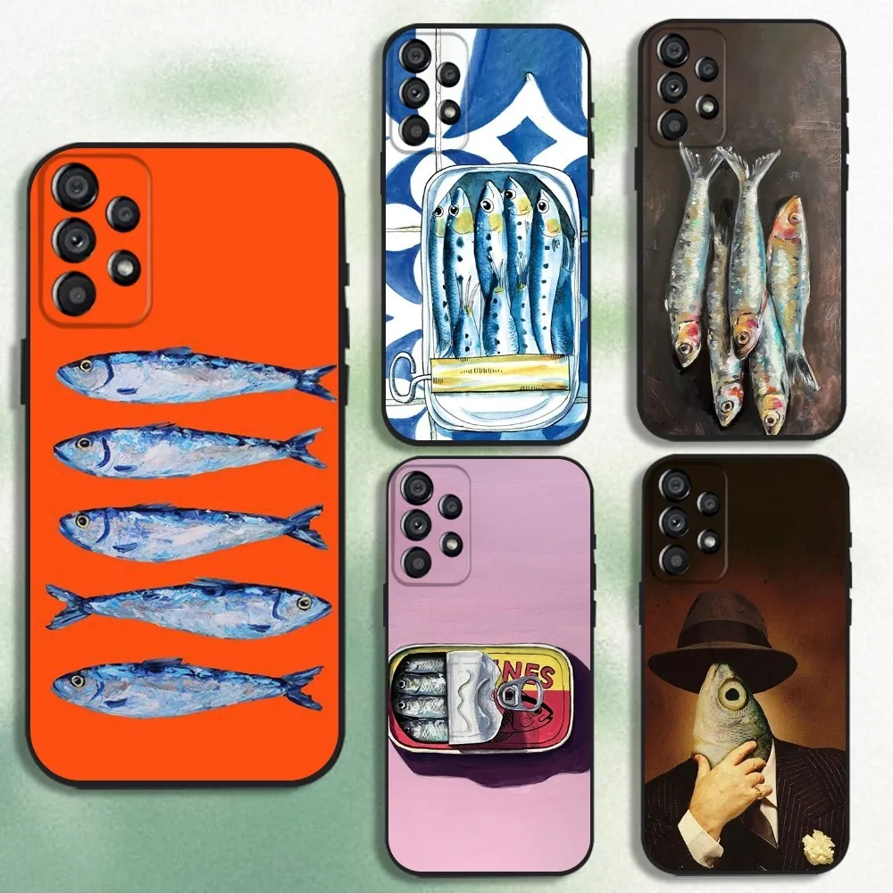 

Fish Sardine Painting Art Phone Case For Samsung Galaxy A20,A21s,A22,A31,A32,A52,A53,A72,73,A80 Soft Black Cover
