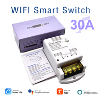 Wifi 30A Relay Module 85-250V 220V Smart Switch 20A RF Controller SmartLife Tuya Remote Control Alexa Google Home Automation