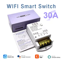 Wi-Fi 30 А релейный модуль 85-250 В 220 В умный Переключатель 20 А RF контроллер SmartLife Tuya пульт дистанционного управления Alexa Google Home Automation