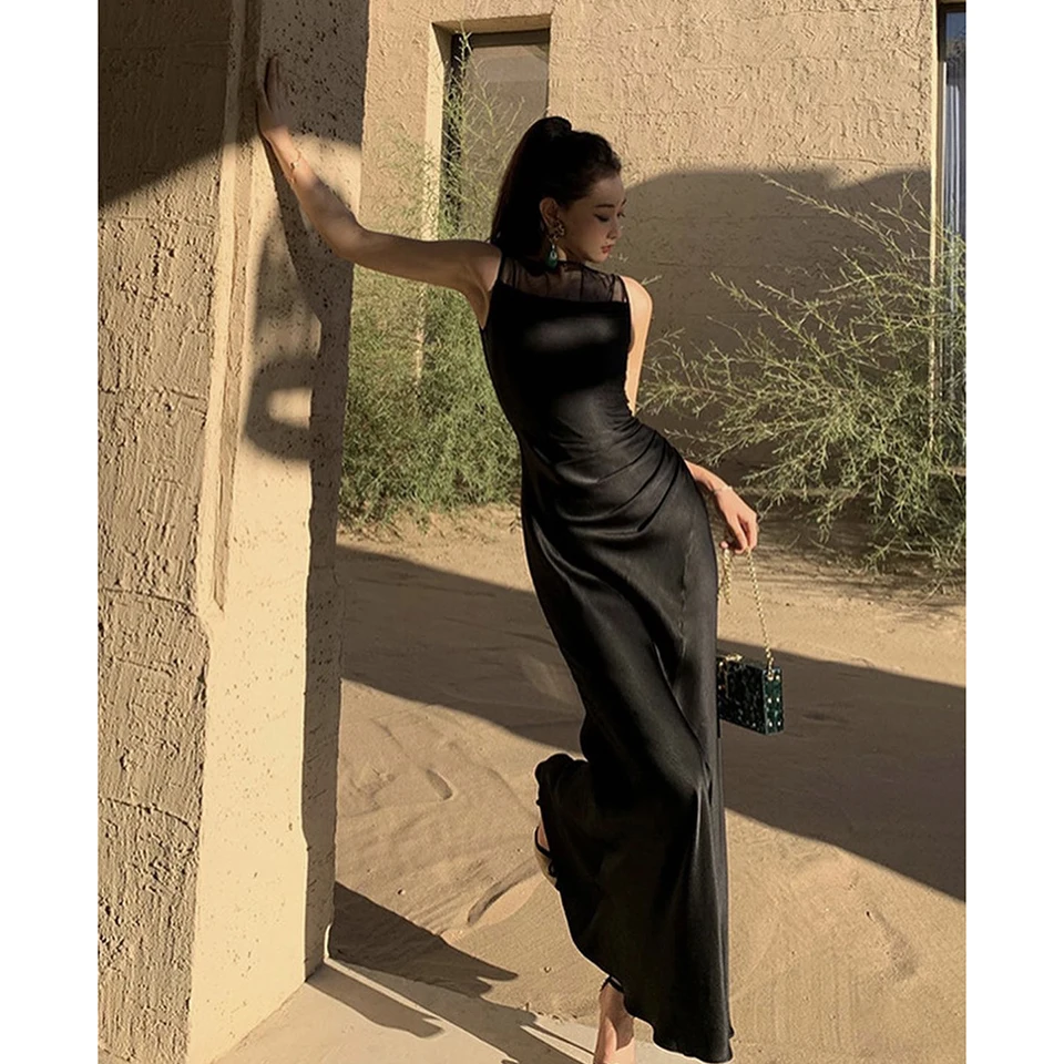 Charmoso champanhe o-pescoço sem mangas aberto nas costas vestidos de noite 2025 elegante sereia tornozelo comprimento fenda lateral zíper vestido de baile