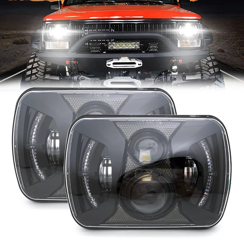 5X7  inch Sealed Beam LED Headlight With DRL for Jeep Wrangler YJ Cherokee XJ MJ Comanche H6014 H6052 H6054 4x4 Trucks 7X6