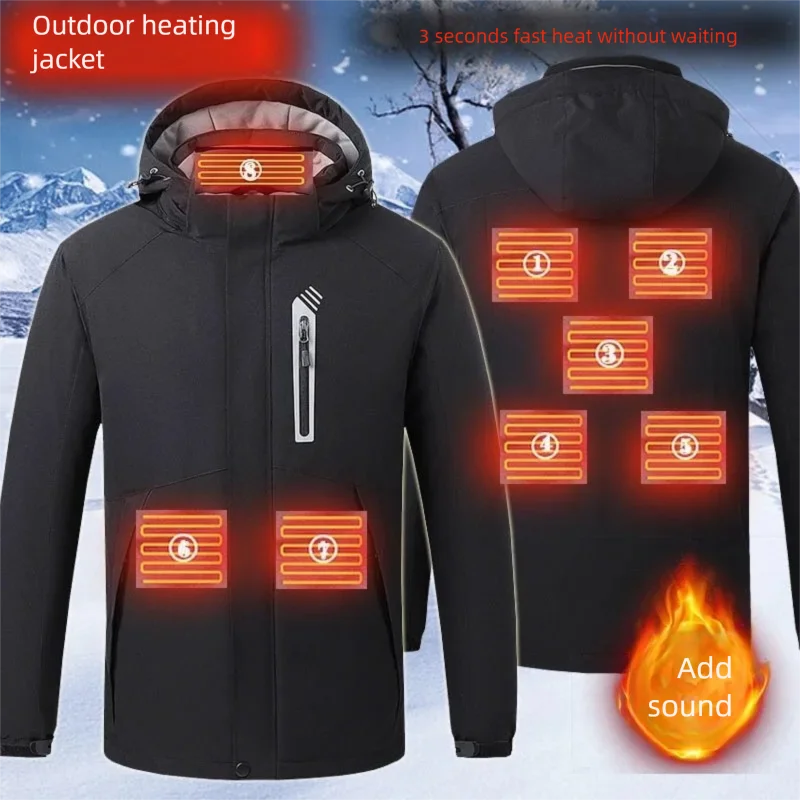 

8 Areas Smart Heating Men's Jacket Couple Style USB Rechargeable Heated Hooded Jacket for Outdoor Camping Winter Warm Outerwear