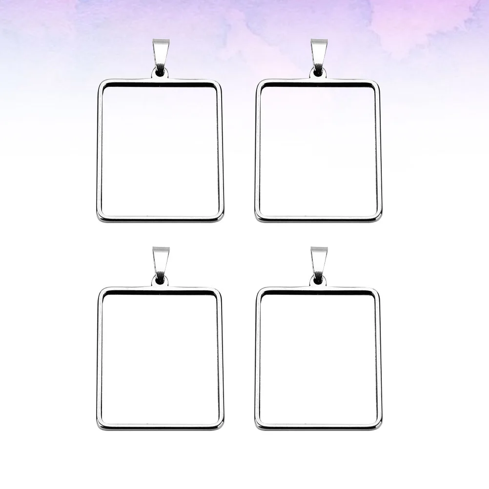 

4Pcs Stainless Steel Base Tray Pendant Perfect Gift for Birthdays Weddings DIY Necklace Making Accessories Silver