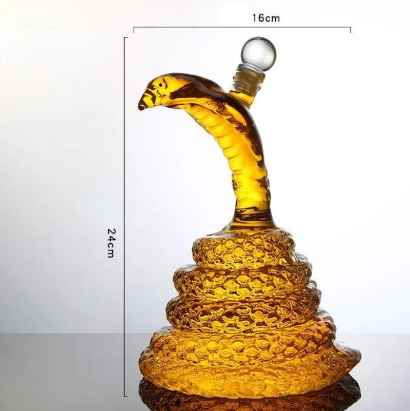 Snake Shaped Wine Bottle 500/1000mI High Borosilicate Glass Process Chinese Zodiac Snake Transparent Empty Bottle Whisky Bottle